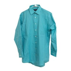 Stafford Men's 15 1/2 32-33 Everyday Button-Down Everyday Shirt - Teal